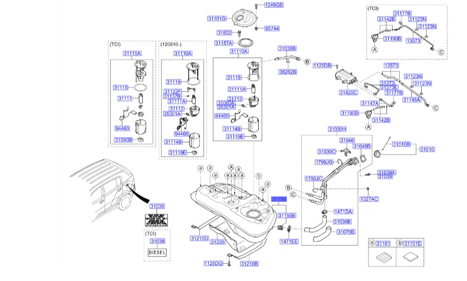 باک بنزین اسپورتیج 2011 | Hyundai/KIA Genuine Parts – MOBIS | اسپورتیج SL مدل 2010 تا 2016