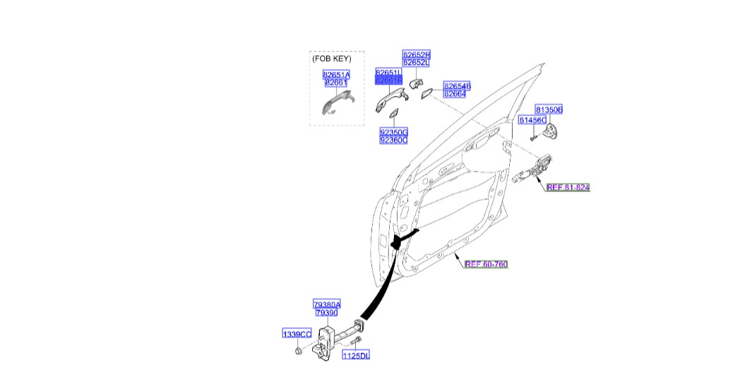 دستگیره درب جلو راست اسپورتیج 2016 | Hyundai/KIA Genuine Parts – MOBIS | اسپورتیج QL مدل 2016 تا 2021