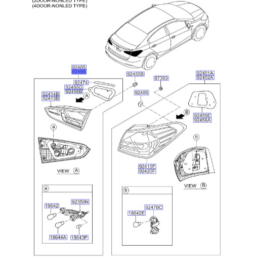 چراغ خطر عقب داخلی راست سراتو 2014 | Hyundai/KIA Genuine Parts | سراتو YD مدل 2014 تا 2018  92404A7010