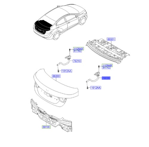 لولا درب صندوق راست هیوندای النترا Hyundai/KIA Genuine Parts – MOBIS  792203X200