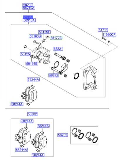 سیلندر ترمز عقب راست هیوندای آزرا Hyundai/KIA Genuine Parts – MOBIS    583113KA04