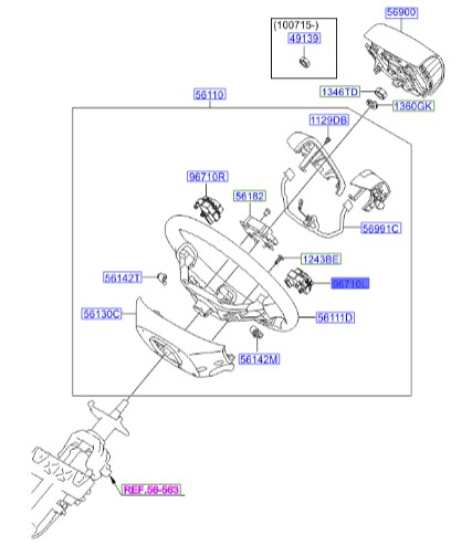 کلید روی فرمان چپ Hyundai/KIA Genuine Parts – MOBIS   IX55  967003J500BCE