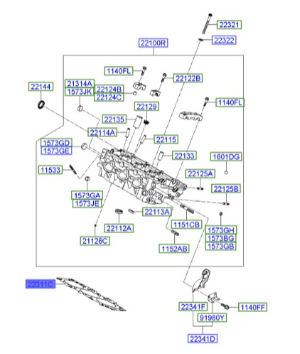 واشر سرسیلندر راست هیوندای سورنتو  Hyundai/KIA Genuine Parts – MOBIS   223113E050