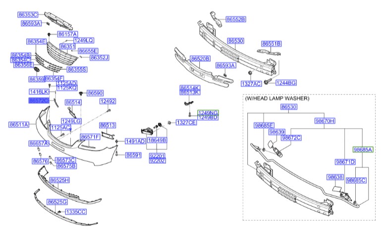 زه سپر جلو راست جنسیس Hyundai/KIA Genuine Parts – MOBIS 865723M500