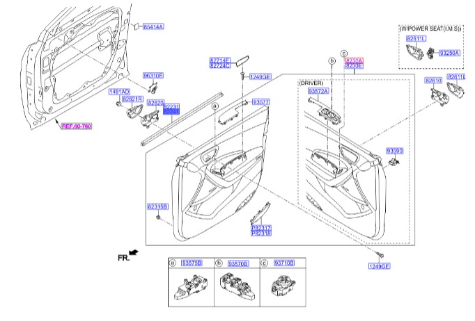 زه آبگیر درب جلو راست داخلی سانتافه  Hyundai/KIA Genuine Parts – MOBIS   822412W000