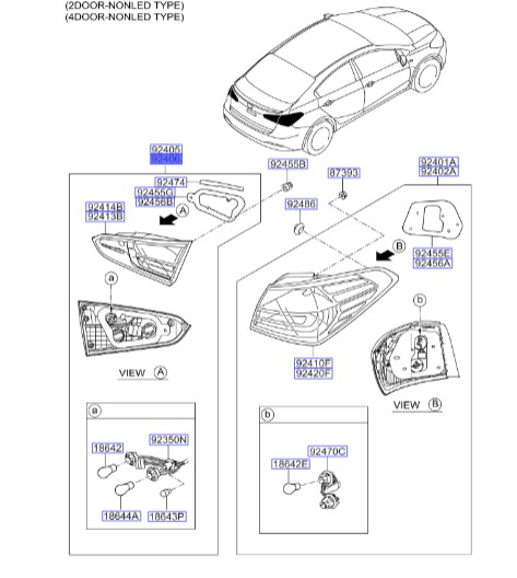 چراغ خطر عقب داخلی راست سراتو 2014 | Hyundai/KIA Genuine Parts | سراتو YD مدل 2014 تا 2018  92404A7320
