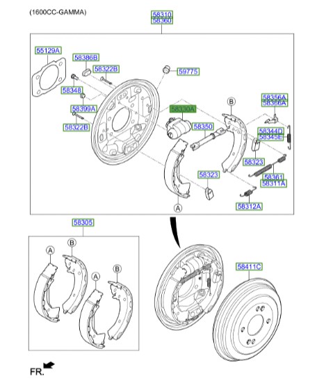 سیلندر ترمز عقب النترا  Hyundai/KIA Genuine Parts – MOBIS  583303X000