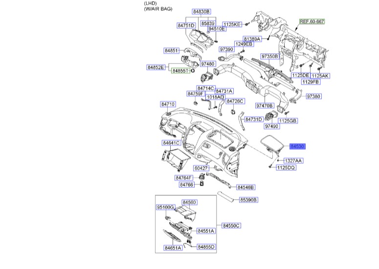 ایربگ راست | Hyundai/KIA Genuine Parts – Mobis | اسپورتیج KM مدل 2008 تا 2010