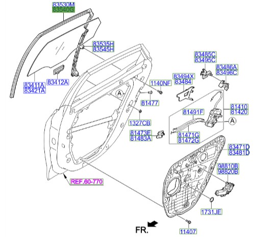 نوار دور شیشه عقب راست آزرا  Hyundai/KIA Genuine Parts – MOBIS  835403V000
