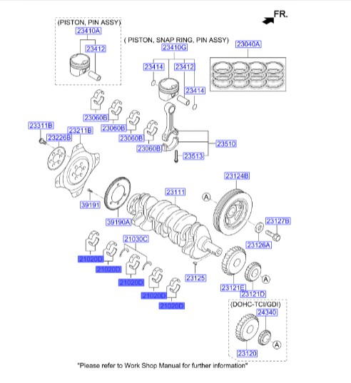 یاتاقان ثابت سراتو | یاتاقان ثابت موتور | یاتاقان میل‌لنگ | Hyundai/KIA Genuine Parts – MOBIS | سانتافه | سوناتا| توسان / سراتو TD کوپه|اپتیما|کارنز  210202G130