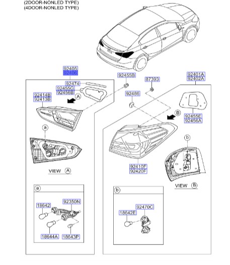 چراغ خطر عقب راست سراتو 2015 کوپه | Hyundai/KIA Genuine Parts – MOBIS | سراتو YD کوپه  92404A7510