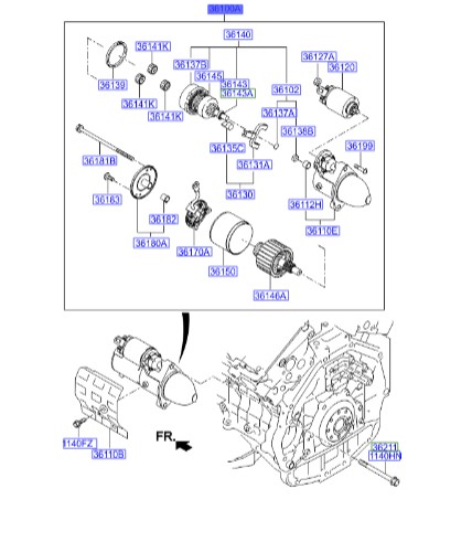 استارت سنتینیال  Hyundai/KIA Genuine Parts – MOBIS  361003F100 