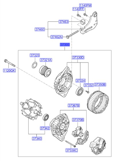 دینام سانتافه Hyundai/KIA Genuine Parts – MOBIS  373002B150 