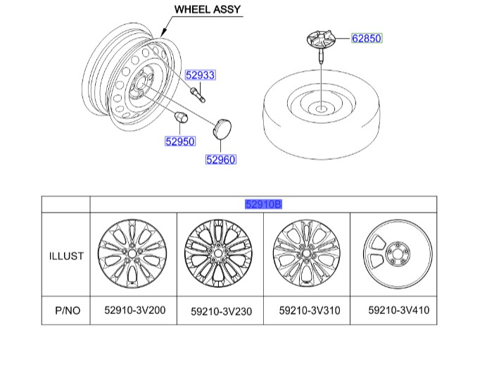 رینگ چرخ هیوندای آزرا  Hyundai/KIA Genuine Parts – MOBIS  529103V310