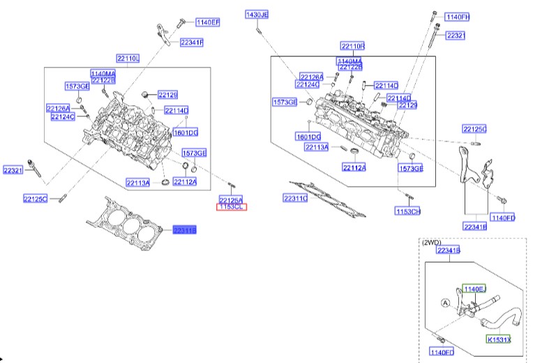 واشر سرسیلندر چپ جنسیس Hyundai/KIA Genuine Parts – MOBIS   223113CGC0 