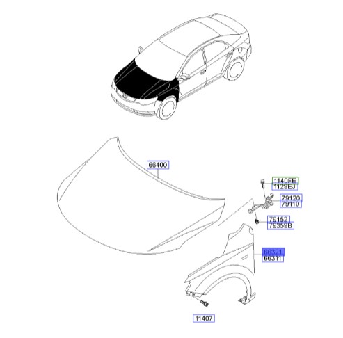 گلگیر جلو راست کیا سراتو TD | 663211M000 | Hyundai/KIA Genuine Parts – MOBIS