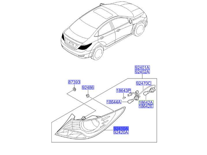 خطر عقب چپ اکسنت Hyundai/KIA Genuine Parts – MOBIS   924101R600