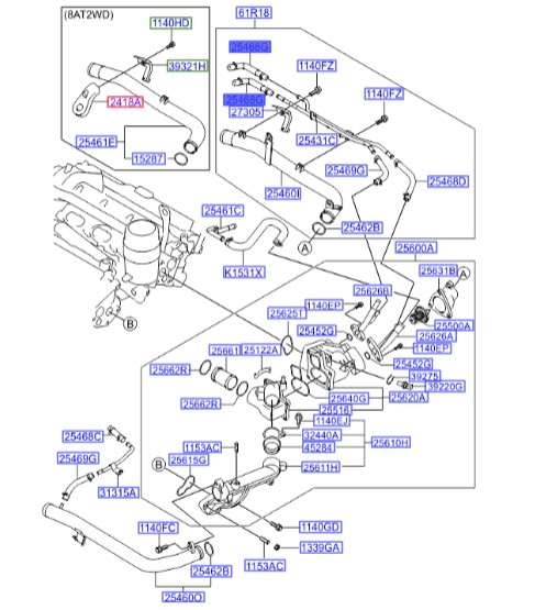 شلنگ وسط موتور سنتینیال  Hyundai/KIA Genuine Parts – MOBIS  254683C500