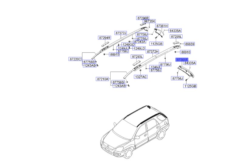 گارنیش باربند عقب چپ | Hyundai/KIA Genuine Parts – MOBIS | اسپورتیج KM مدل 2008 تا 2010