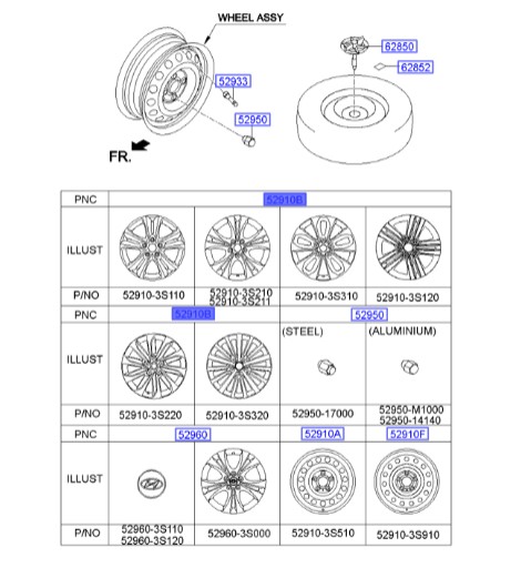 رینگ چرخ هیوندای سوناتا_Hyundai/KIA Genuine Parts – MOBIS   YF  529103S120