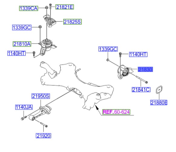 دسته موتور گیربکس هیوندای Hyundai/KIA Genuine Parts – MOBIS  IX45  218302W000