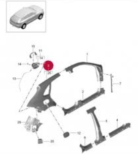 گلگیر عقب سمت چپ پورشه ماکان اورجینال