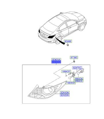 خطر راست اکسنت  Hyundai/KIA Genuine Parts – MOBIS    924021R030 