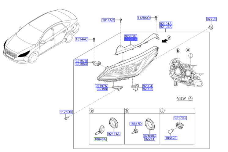 براکت بالای چراغ راست سوناتا هیبرید Hyundai/KIA Genuine Parts – MOBIS   92160E6000