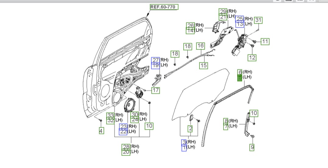 ماهوتی شیشه درب عقب اسپورتیج | Hyundai/KIA Genuine Parts | اسپورتیج KM مدل 2008 تا 2010