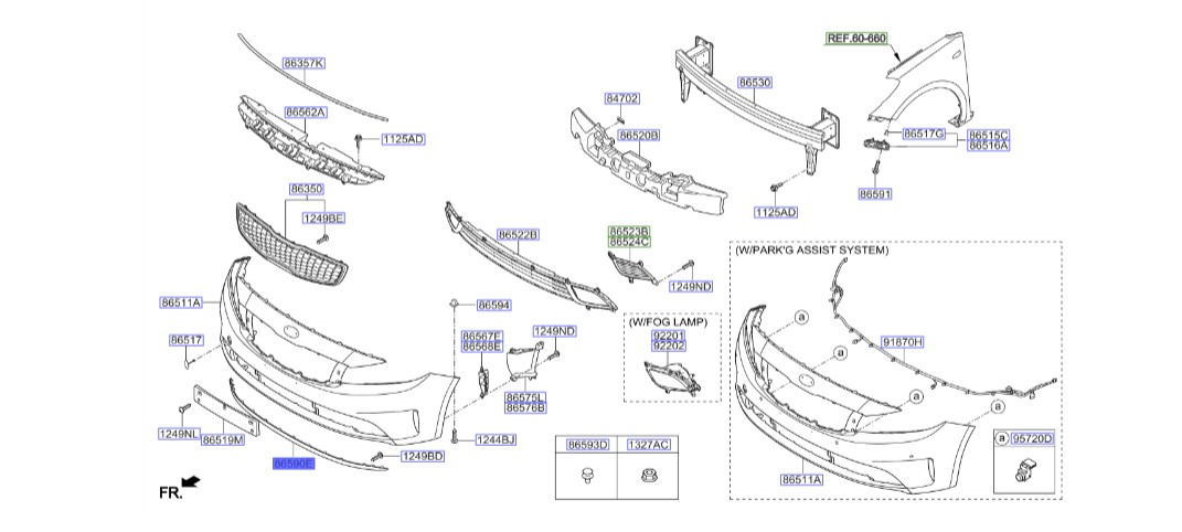 لیپ سپر جلو سراتو 2015 | Hyundai/KIA Genuine Parts | سراتو YD مدل 2014 تا 2018  86590A7800