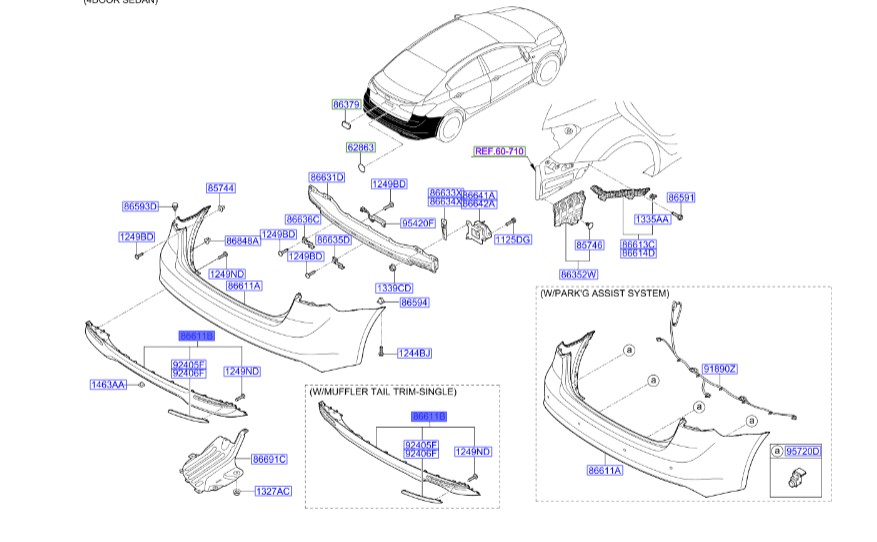 قسمت مرکزی سپر عقب سراتو | قاب مرکزی سپر عقب | کاور مرکزی سپر عقب | Hyundai/KIA Genuine Parts – MOBIS | 86695A7810