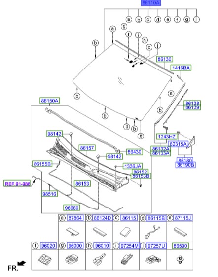 شیشیه جلو آزرا  Hyundai/KIA Genuine Parts – MOBIS    861103V250