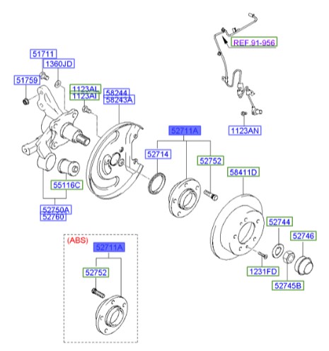 توپی چرخ عقب هیوندای کوپه Hyundai/KIA Genuine Parts – MOBIS   527102C105