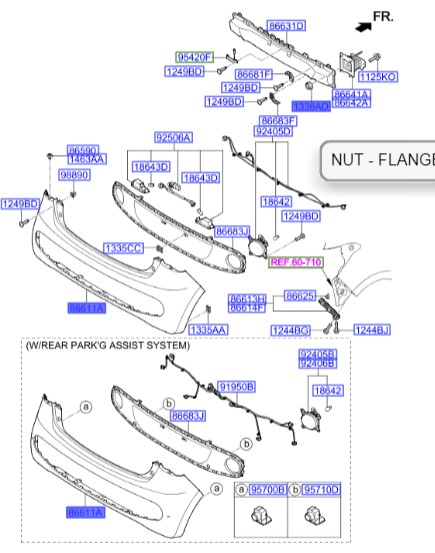 سپر عقب هیوندای Hyundai/KIA Genuine Parts – MOBIS  I10  86650B9500