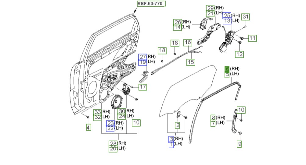 ماهوتی شیشه عقب اسپورتیج 2008  | Hyundai/KIA Genuine Parts | اسپورتیج KM مدل 2008 تا 2010