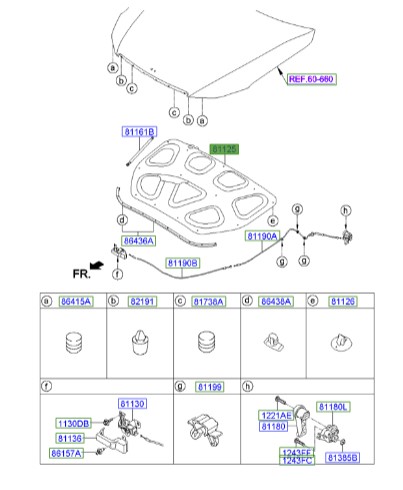 نمد کاپوت جنسیس  Hyundai/KIA Genuine Parts – MOBIS    811253M000 