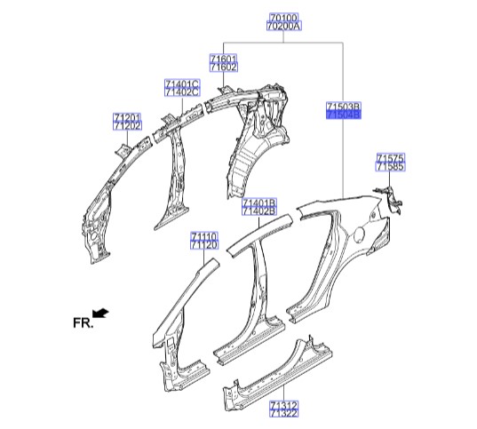 گلگیر عقب راست سراتو | گلگیر عقب بیرونی راست | Hyundai/KIA Genuine Parts – MOBIS | سراتو YD مدل 2014 تا 2018 | 71504A7C00