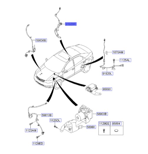 سنسور ای بی اس کیا سراتو 2010 | Hyundai/KIA Genuine Parts | سراتو مدل 2010 سایپایی و وارداتی - سراتو کوپه مدل 2010 تا 2013    599301M300