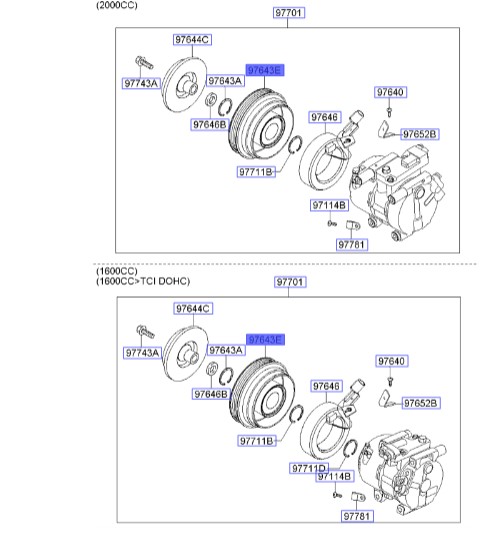پولی کمپرسور کولر | Hyundai/KIA Genuine Parts – MOBIS | سراتو LD مدل 2007 تا 2009  976431G000