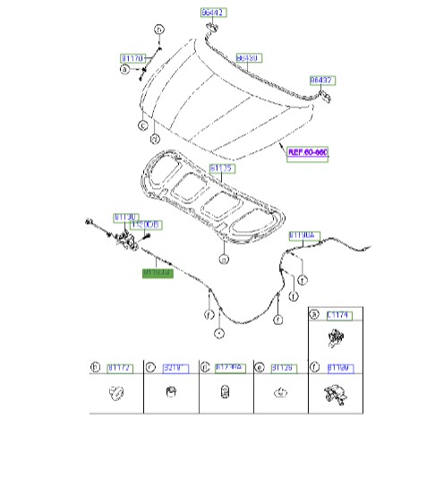 سیم کاپوت داخل موتور اکسنت  Hyundai/KIA Genuine Parts – MOBIS   811901R010 