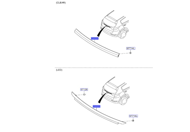 زه استیل درب صندوق عقب اسپورتیج | Hyundai/KIA Genuine Parts | اسپورتیج QL مدل 2016 تا 2021