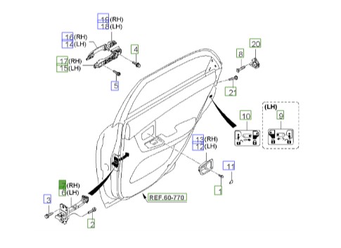 ترمز در عقب راست سراتو 2006 | Hyundai/KIA Genuine Parts | سراتو LD مدل 2007 تا 2009  794902F000