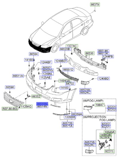 براکت( نگهدارنده) سپر جلو راست سراتو 2006 | Hyundai/KIA Genuine Parts | سراتو LD مدل 2007 تا 2009   865182F500