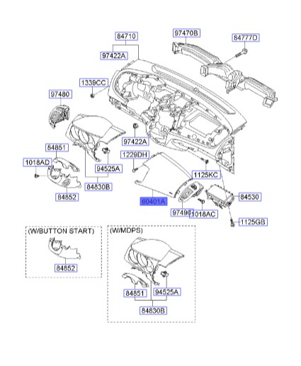 قاب ایربگ داشبورد سراتو کوپه | 847201M200WK | Hyundai/KIA Genuine Parts – MOBIS