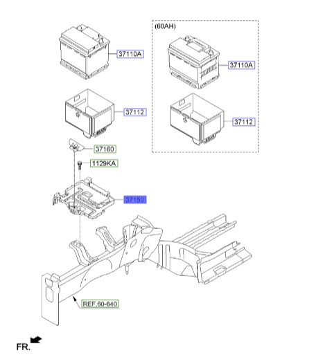 قاب زیر باطری سراتو 2014 | Hyundai/KIA Genuine Parts | 37150A7100