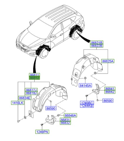 شل گیر جلو راست هیوندای Hyundai/KIA Genuine Parts – MOBIS   IX35  868122S300