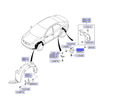 گل پخش کن عقب چپ سراتو TD | 868411M000 | Hyundai/KIA Genuine Parts – MOBIS
