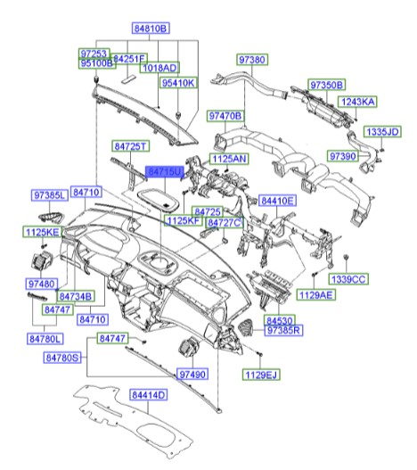 قاب روی داشبورد آزرا  Hyundai/KIA Genuine Parts – MOBIS    847153L001