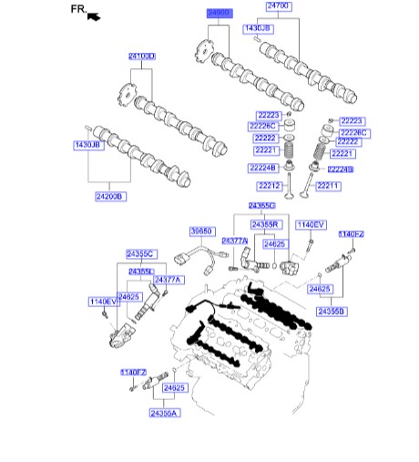 میل سوپاپ هوا راست هیوندای آزرا Hyundai/KIA Genuine Parts – MOBIS   249003C805
