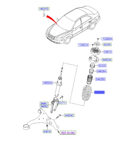 فنر لول جلو سوناتا  Hyundai/KIA Genuine Parts – MOBIS 546503K050